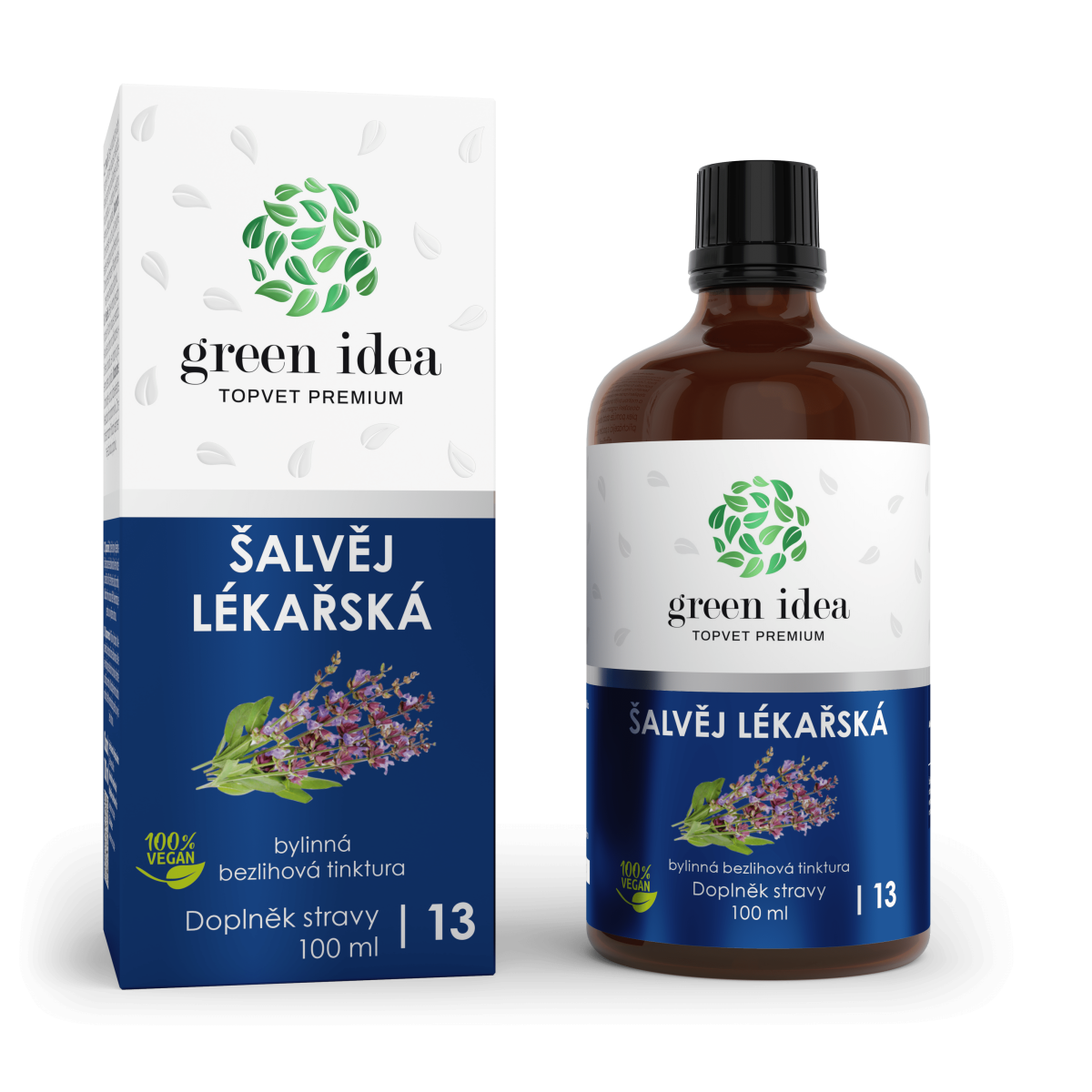 GREEN IDEA Šalvěj lékařská - bezlihová tinktura 100 ml